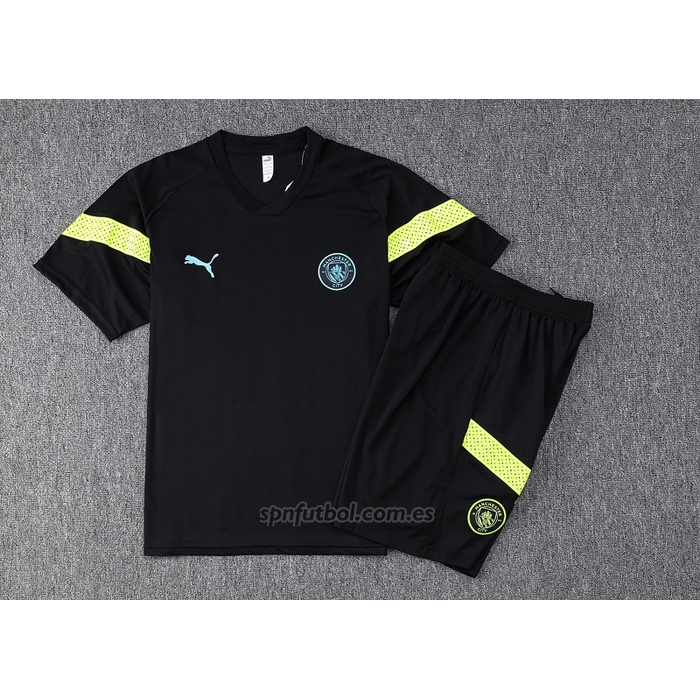 Chandal del Manchester City Manga Corta 2022-2023 Negro - Pantalon Corto